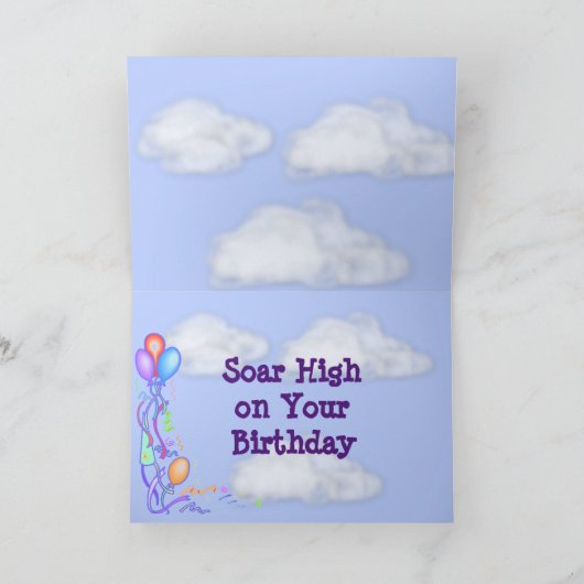 Funny Animals Flying with/Balloons on Birthday Car Karte (Innenseite)