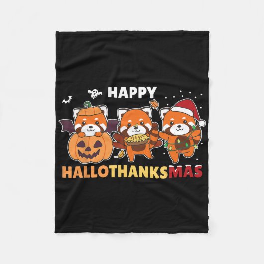 Funny Animals For The Holidays Red Panda Christmas Fleecedecke (Vorderseite)