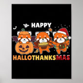 Funny Animals For The Holidays Red Panda Christmas Poster (Vorne)