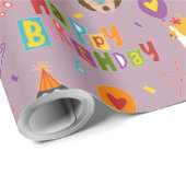 Funny Animals Happy Birthday Geschenkpapier (Rolleneckpunkt)