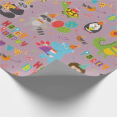 Funny Animals Happy Birthday Geschenkpapier (Ecke)