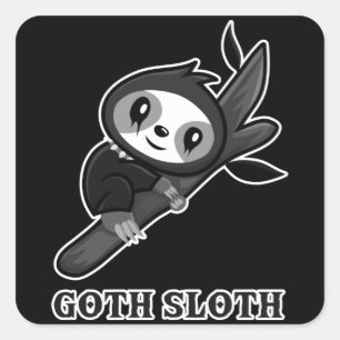 Funny Animals Sloth Goth Sloth Quadratischer Aufkleber