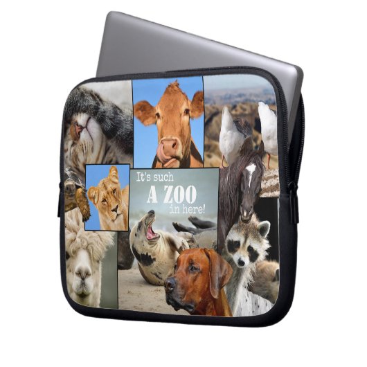 Funny Animals Zoo Laptop Sleeve (Vorderseite Links)