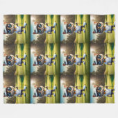 Funny Animated Cat Golf Player, Fleecedecke (Vorderseite (Horizontal))