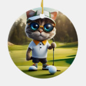 Funny Animated Cat Golf Player, Keramik Ornament (Hinten)