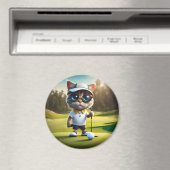 Funny Animated Cat Golf Player, Magnet (In Situ (Geschirrspüler))