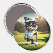 Funny Animated Cat Golf Player, Magnet (Vorderseite/Rückseite)