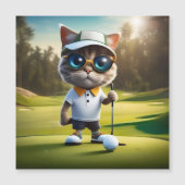 Funny Animated Cat Golf Player, Magnetkarte (Vorderseite)