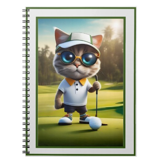 Funny Animated Cat Golf Player, Notizblock (Vorderseite)