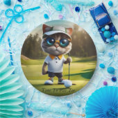 Funny Animated Cat Golf Player, Pappteller (Party)