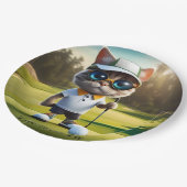 Funny Animated Cat Golf Player, Pappteller (Schrägansicht)