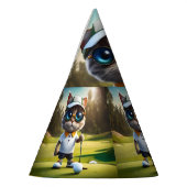 Funny Animated Cat Golf Player, Partyhütchen (Links)