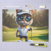 Funny Animated Cat Golf Player, Seidenpapier (Handwerk)