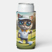 Funny Animated Cat Golf Player, Selters Dosenkühler (Seltzer Vorderseite)