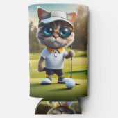 Funny Animated Cat Golf Player, Selters Dosenkühler (Rückseite)