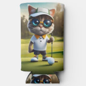 Funny Animated Cat Golf Player, Selters Dosenkühler (Vorderseite)