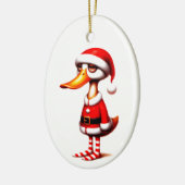 Funny Animated Duck Christmas Card Keramik Ornament (Links)