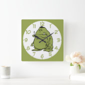 Funny Animated Green Troll Ogre Cartoon Quadratische Wanduhr (Zuhause)