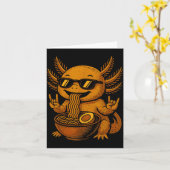 Funny Anime Kawaii Axolotl Eating Ramen Graphic Te Karte (Gelbe Blume)