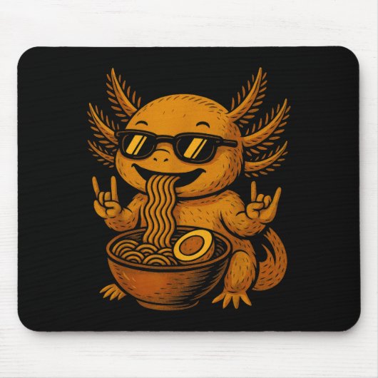 Funny Anime Kawaii Axolotl Eating Ramen Graphic Te Mousepad (Vorne)