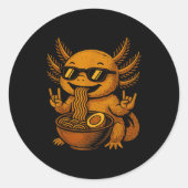 Funny Anime Kawaii Axolotl Eating Ramen Graphic Te Runder Aufkleber (Vorderseite)
