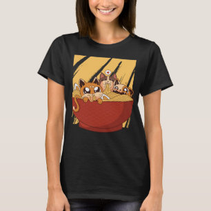 Funny Anime Manga Cats Eating Ramen Japanisch Kawa T-Shirt