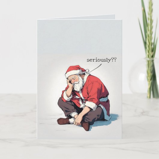 Funny Anime Sad Santa Naughty List Weihnachten Karte (Vorderseite)