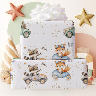 Funny Animes Race Cars 2. Geburtstag Geschenkpapier