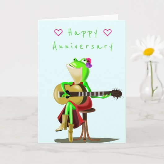 Funny Anniversary Card Happy Frog Guitar Player Karte (Kleine Pflanze)