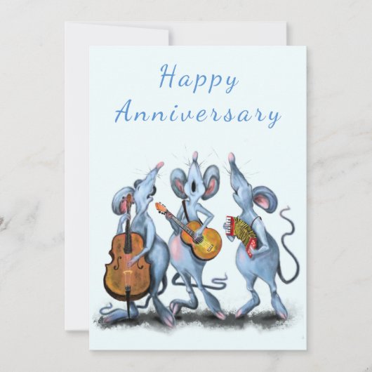 Funny Anniversary Card Mouse Music Band (Vorderseite)