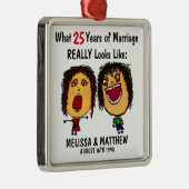 Funny Anniversary Couple Cartoon Ornament Aus Metall (Rechts)