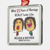 Funny Anniversary Couple Cartoon Ornament Aus Metall (Links)