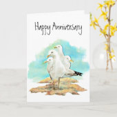 Funny Anniversary, From Gang of Seagulls, birds Karte (Gelbe Blume)