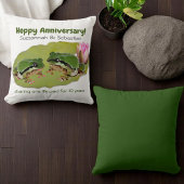 Funny Anniversary Frosch Couple auf Lily Pad Templ Kissen