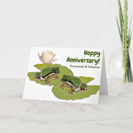 Funny Anniversary Frosch Couple auf Lily Pads Foto Karte