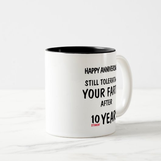 Funny Anniversary Geschenk Furz Joke Custom Jahr Zweifarbige Tasse (VorderseiteRechts)