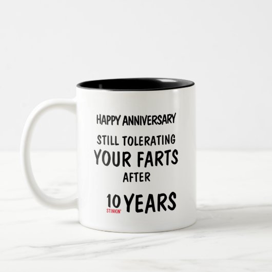 Funny Anniversary Geschenk Furz Joke Custom Jahr Zweifarbige Tasse (Links)
