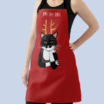 Funny Annoyed Christmas Cat Schürze<br><div class="desc">Eine lustige sarkastische,  verärgerte und unbegeisterte schwarz-weiße Tuxedokatze mit Weihnachtsliedern.  Ho ho,  und all das Zeug.
Ändern Sie den Text oder entfernen Sie ihn,  um ihn zu personalisieren.</div>