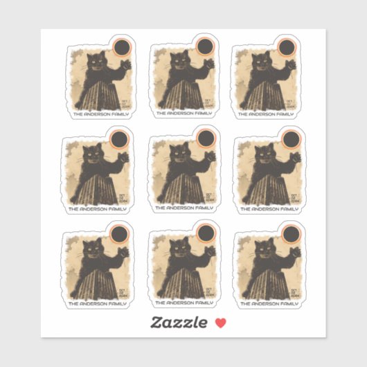 Funny Annual Solar Eclipse Cat 2. Oktober 2024 Aufkleber (Blatt)