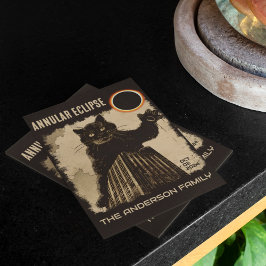 Funny annular Solar Eclipse Big Cat 2. Oktober 202 Postkarte