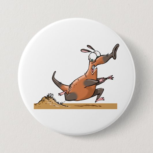 Funny Anteater Cartoon Quirky Running Animal Button (Vorderseite)