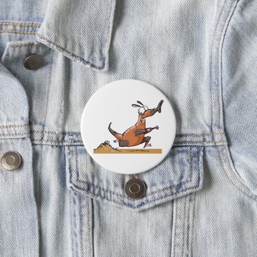 Funny Anteater Cartoon Quirky Running Animal Button (Beispiel)