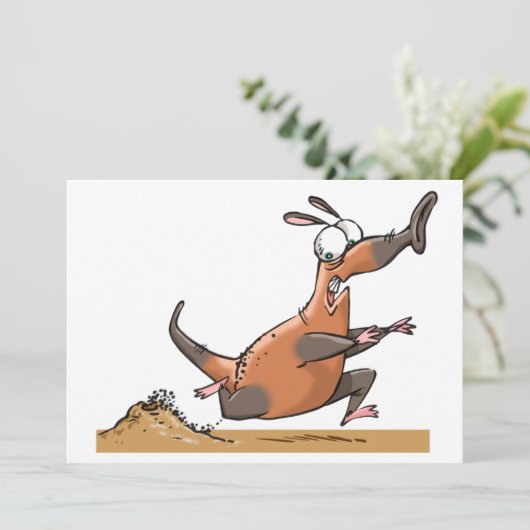 Funny Anteater Cartoon Quirky Running Animal Einladung (Stehend Vorderseite)