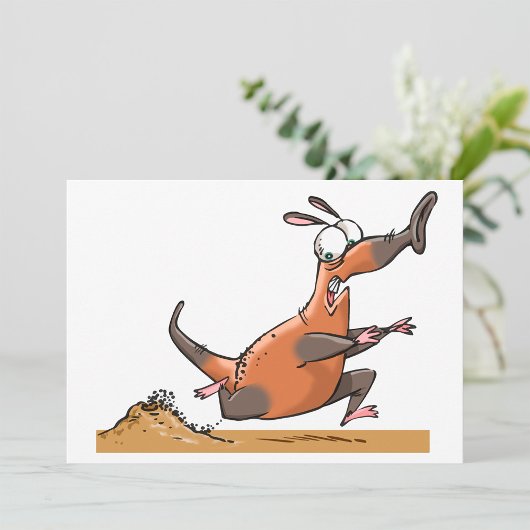 Funny Anteater Cartoon Quirky Running Animal Einladung