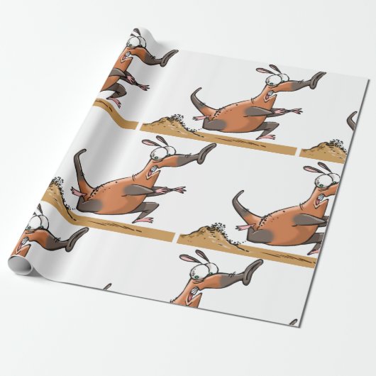 Funny Anteater Cartoon Quirky Running Animal Geschenkpapier (Ungerollt)