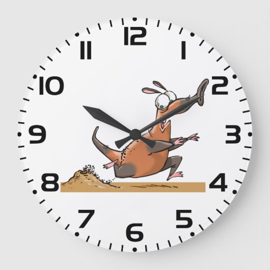 Funny Anteater Cartoon Quirky Running Animal Große Wanduhr (Vorderseite)