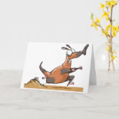 Funny Anteater Cartoon Quirky Running Animal Karte (Gelbe Blume)