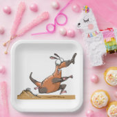 Funny Anteater Cartoon Quirky Running Animal Pappteller (Party)