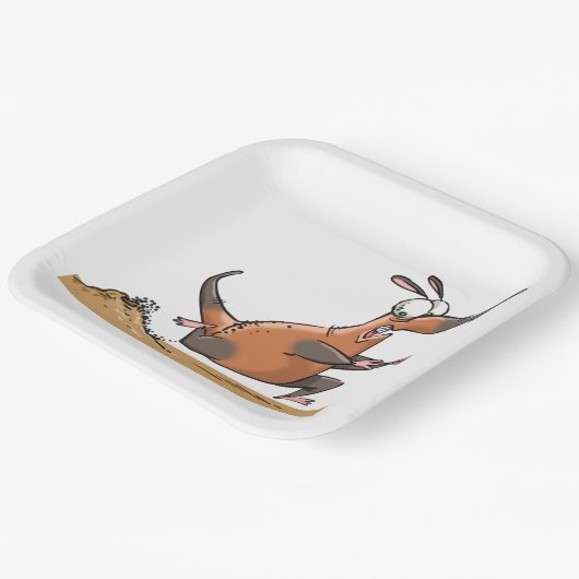 Funny Anteater Cartoon Quirky Running Animal Pappteller (Gewinkelt)