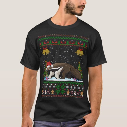 Funny Anteater Xmas Weihnachtsmannmütze Ugly Antea T-Shirt (Vorderseite)